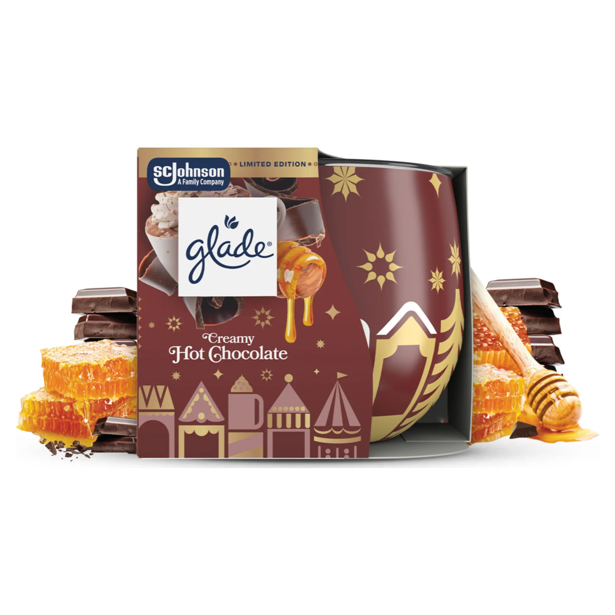 Festive Honey And Chocolate Candle 108g by glade at The British Vault