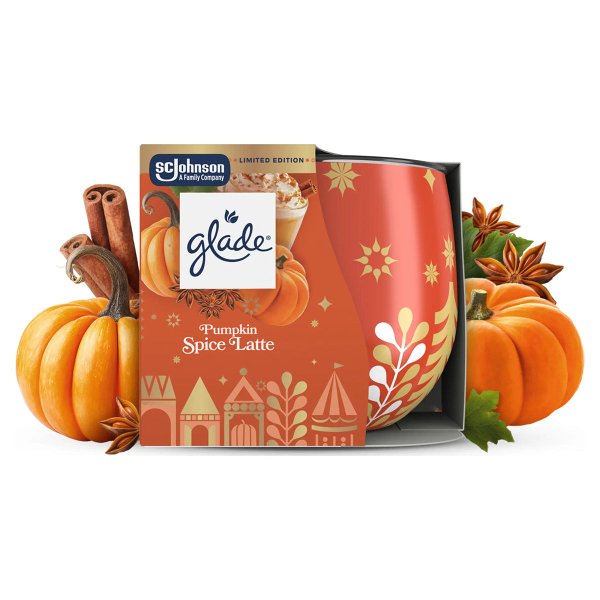 Pumpkin Spice Latte Candle 108g by glade at The British Vault