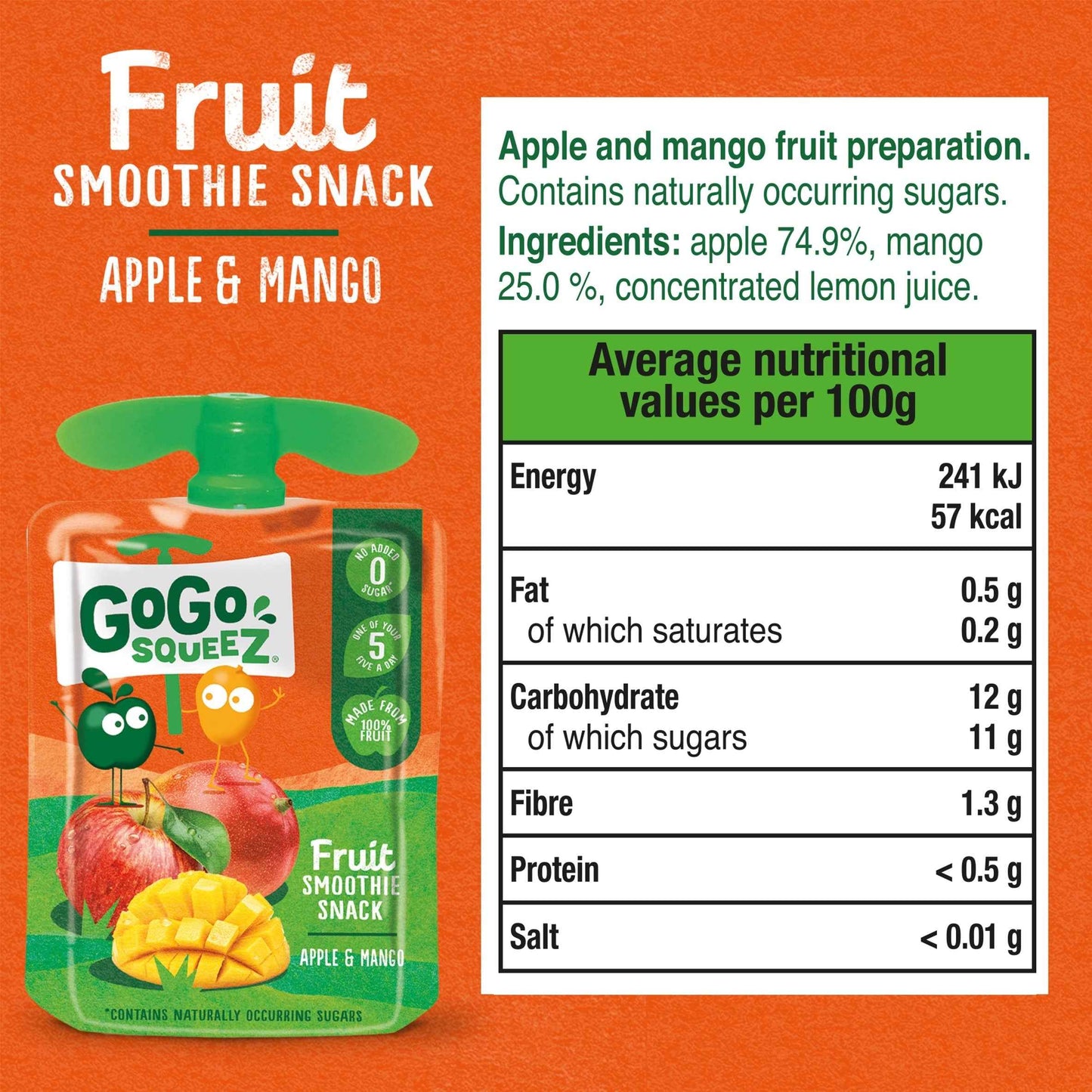 Fruit Snack Apple Mango 4x90g by GoGo squeeZ