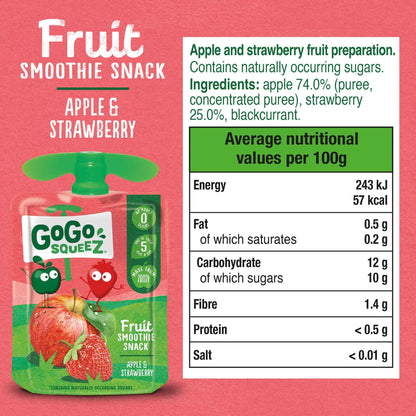Fruit Snack Apple Strawberry 4x90g by GoGo squeeZ