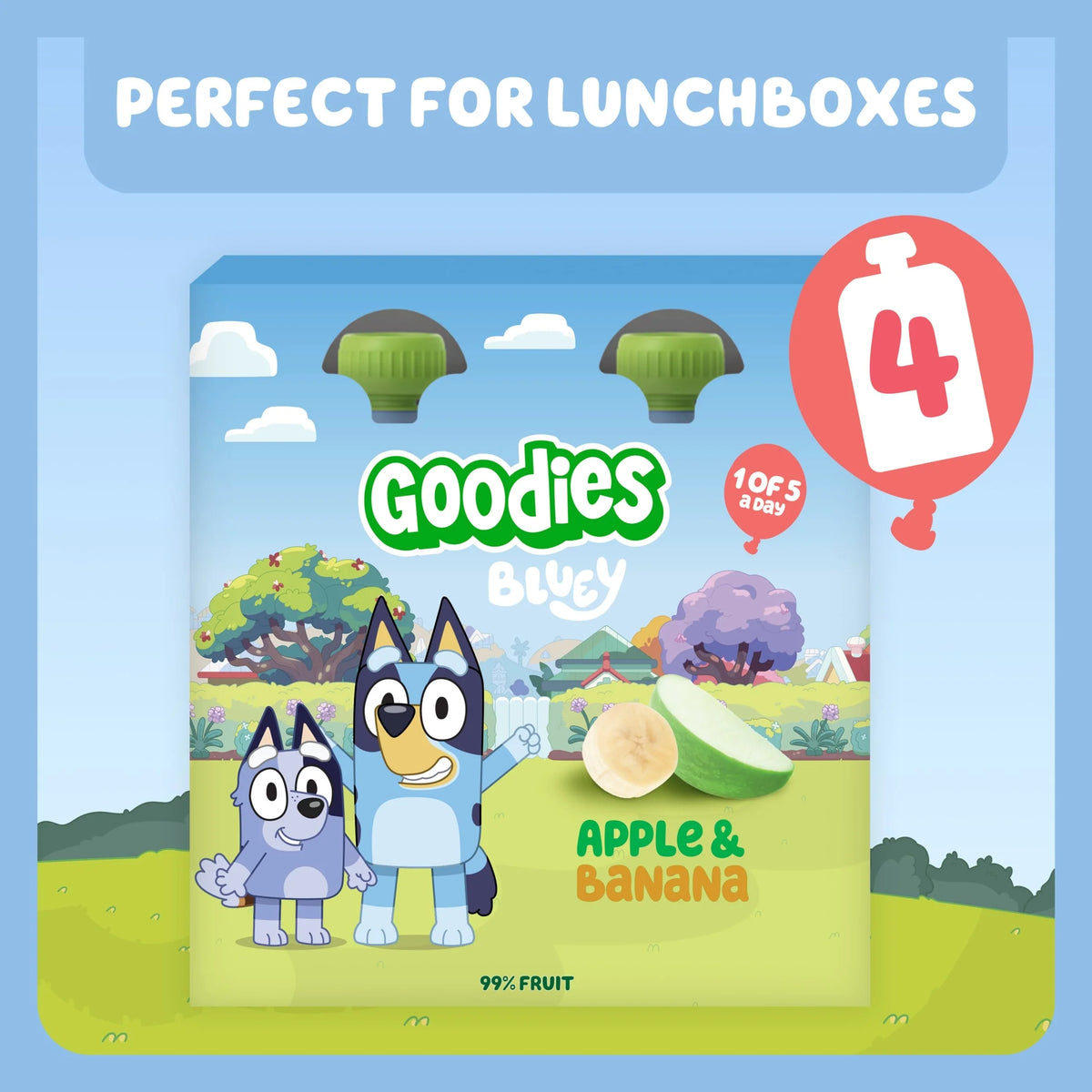 Bluey Apple & Banana Pouch 4x100g by Goodies