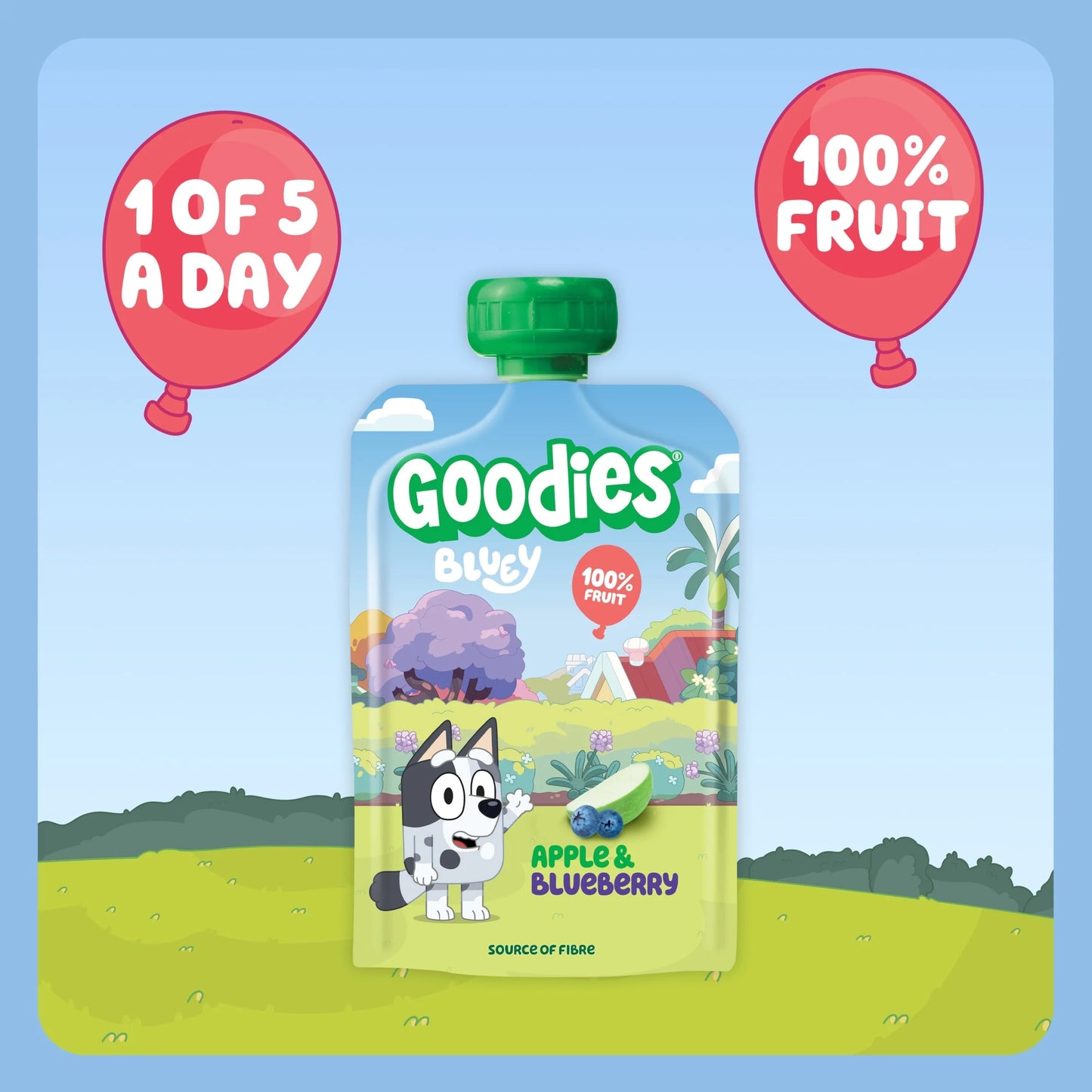 Bluey Apple & Blueberry Pouch 4x100g by Goodies