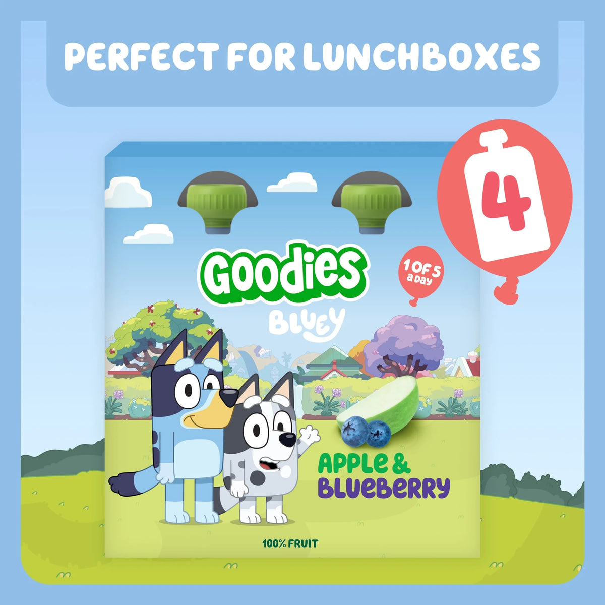Bluey Apple & Blueberry Pouch 4x100g by Goodies