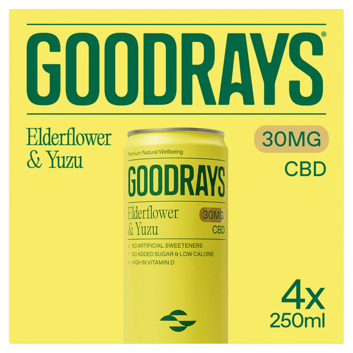 Natural Cbd Elderflower & Yuzu Drink 4 X 250ml by GOODRAYS