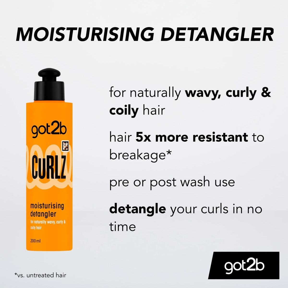 Curlz Moisturising Detangler Cream 200ml by got2b