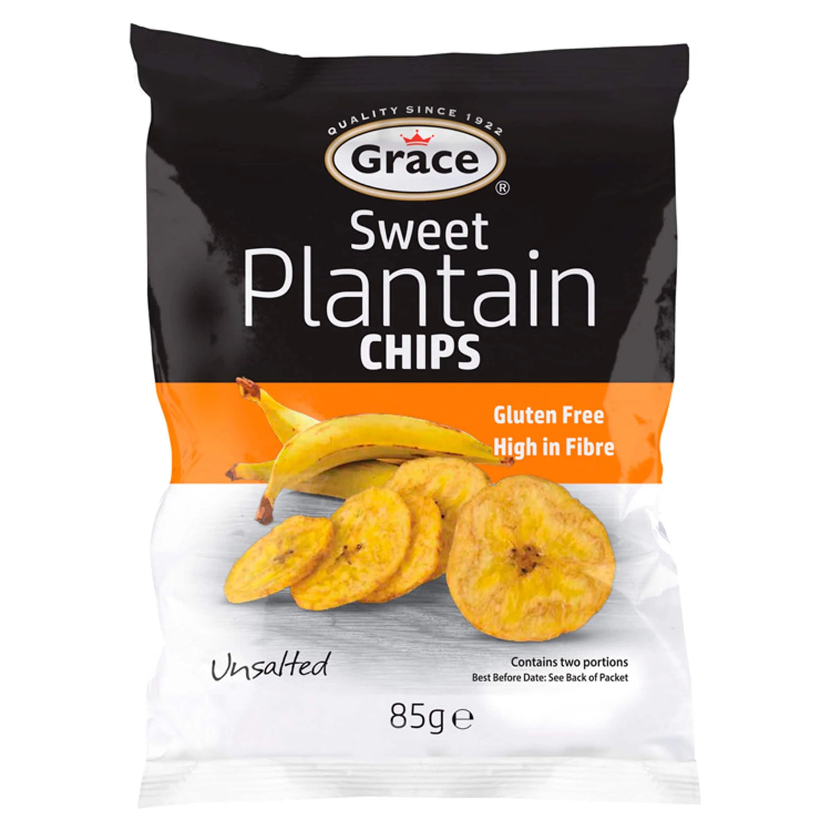 Sweet Ripe Plantain Chips Unsalted 85g by Grace