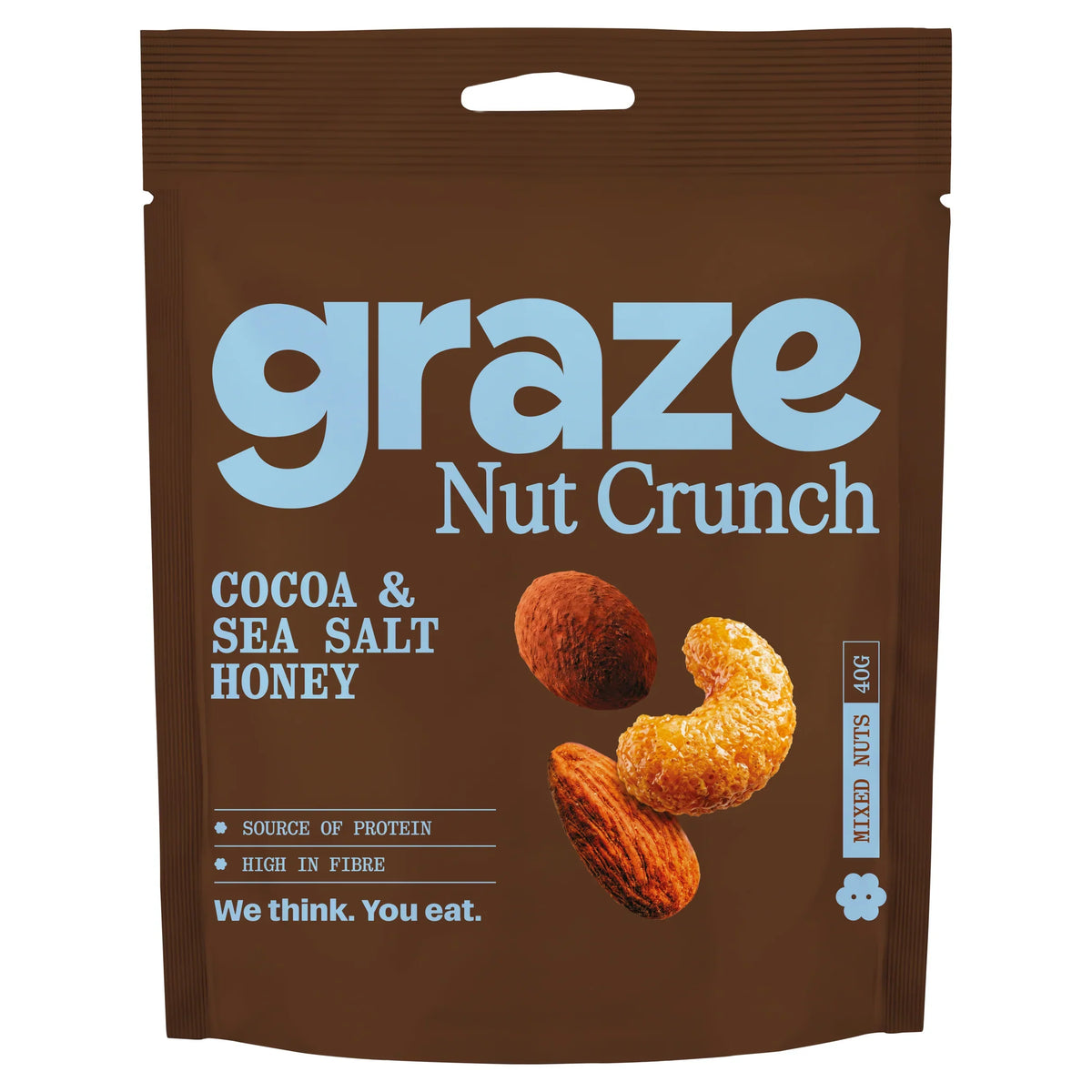Cocoa And Sea Salt Honey Nut Crunch 40g by GRAZE at The British Vault