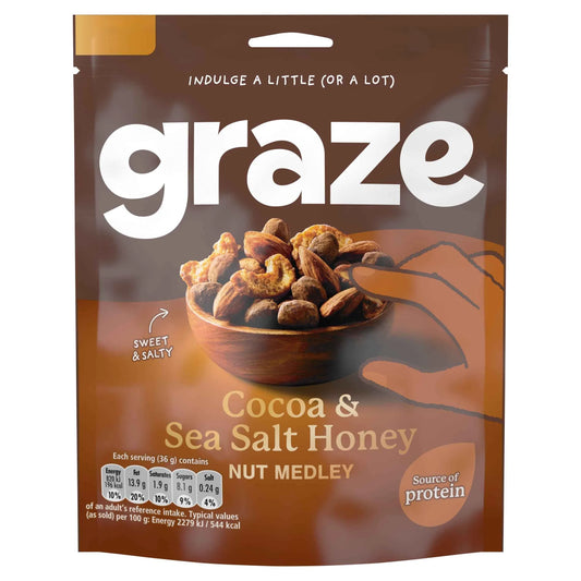 Cocoa And Sea Salt Honey Nut Medley 110g by GRAZE