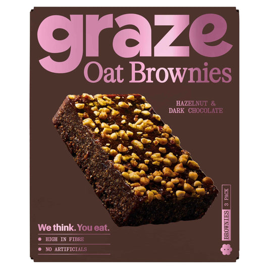 Hazelnut & Dark Chocolate Oat Brownies 3x45g by GRAZE