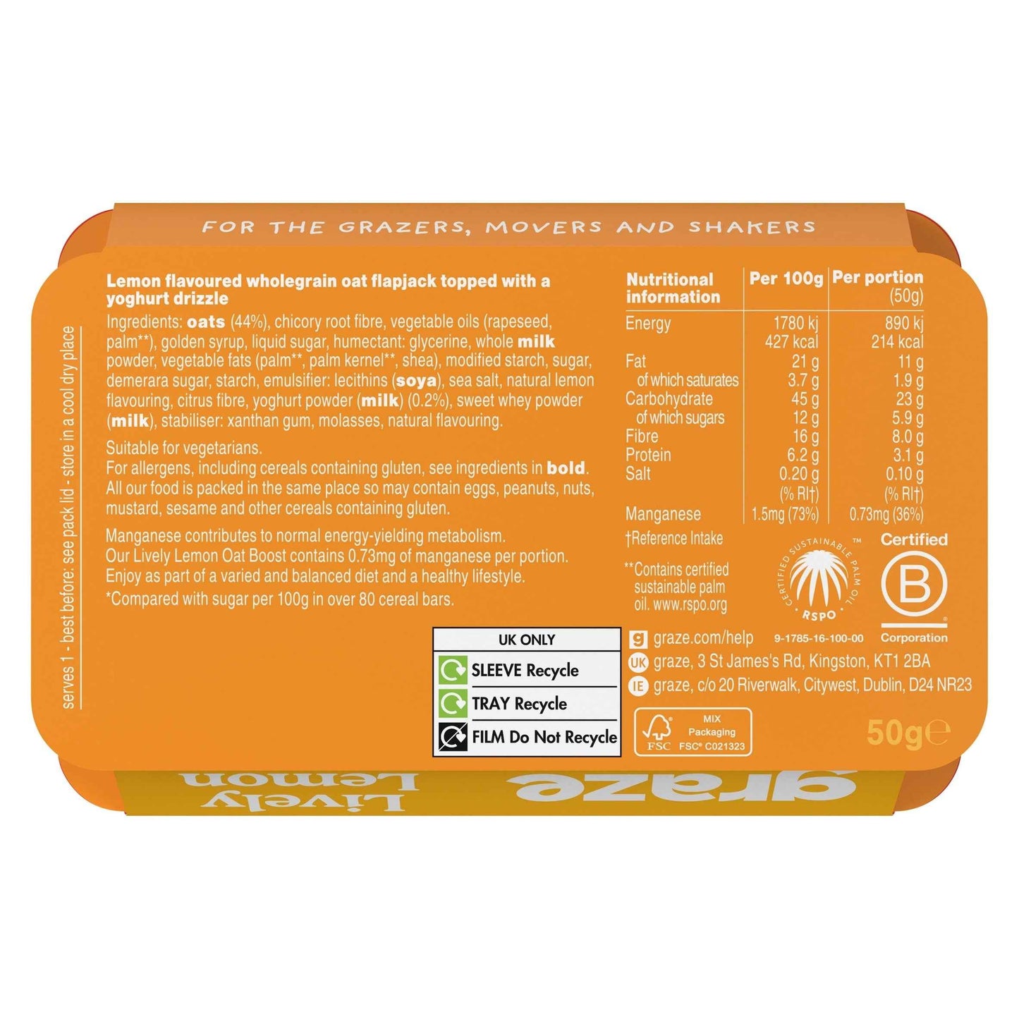Lively Lemon Oat Boosts 50g by GRAZE
