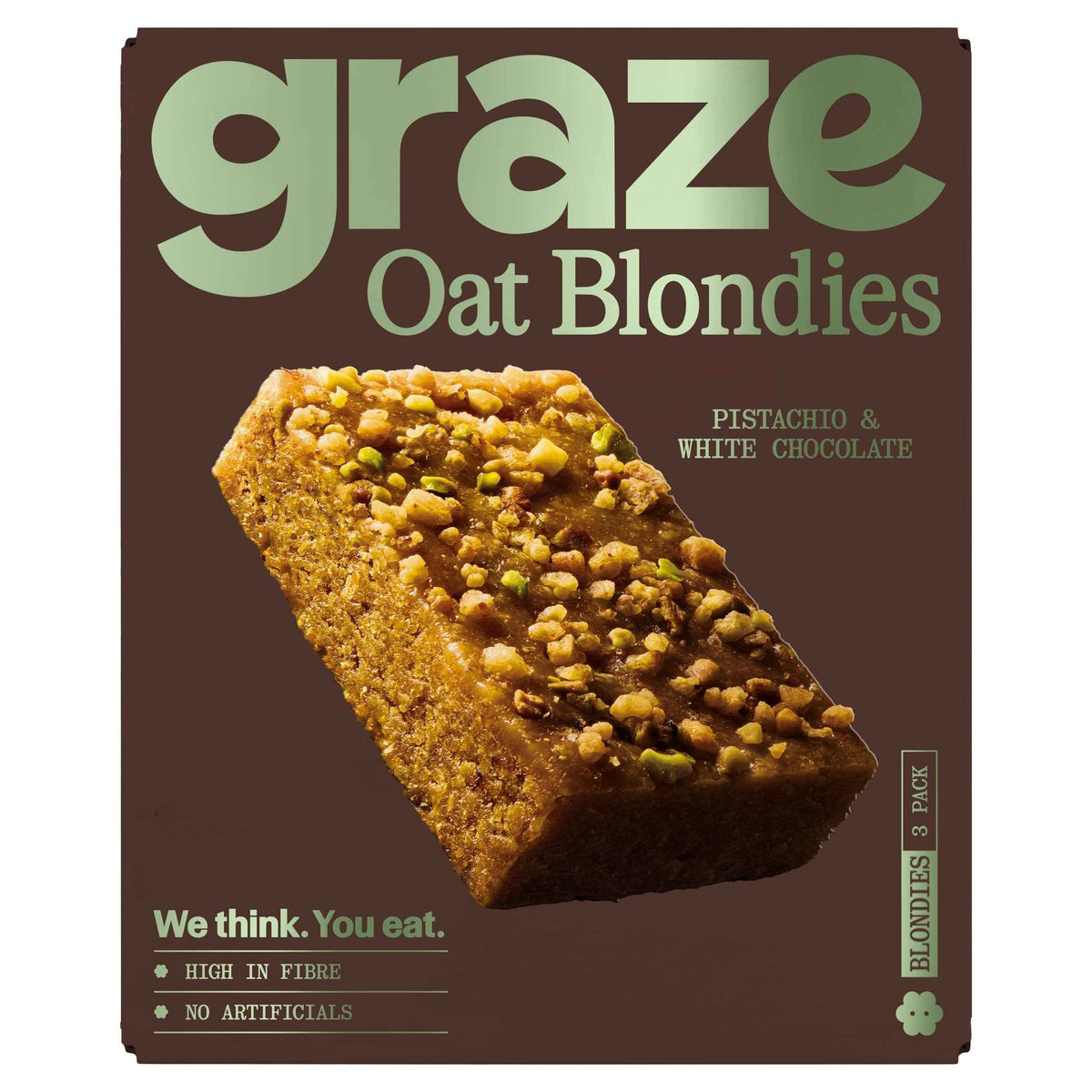 Pistachio & White Chocolate Oat Blondies 3x45g by GRAZE