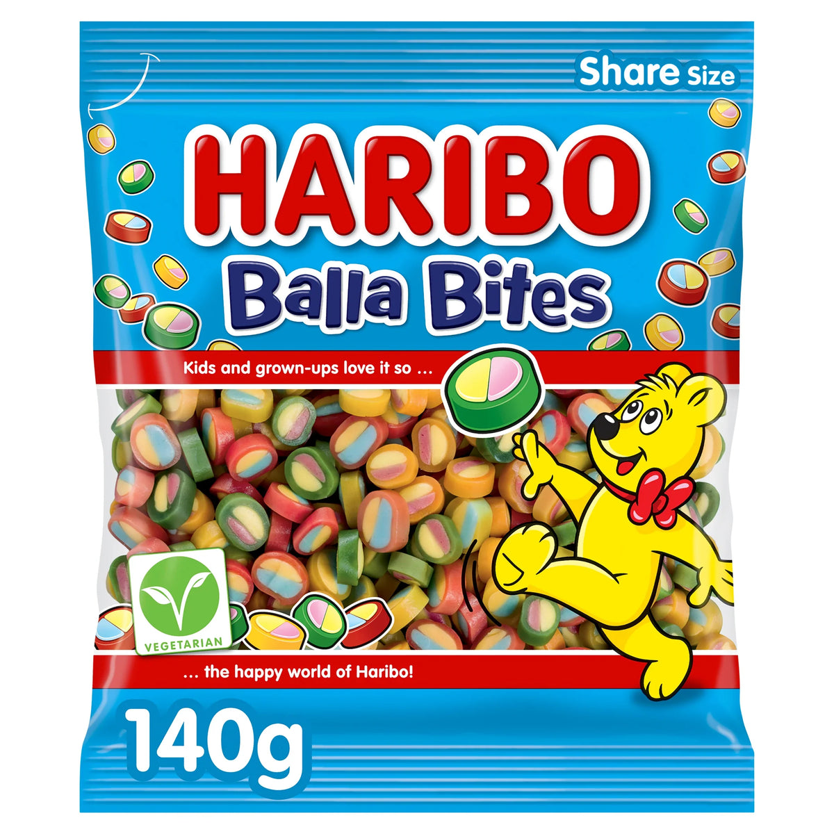 Balla Bites Fruit Flavour Gums 140g by HARIBO at The British Vault