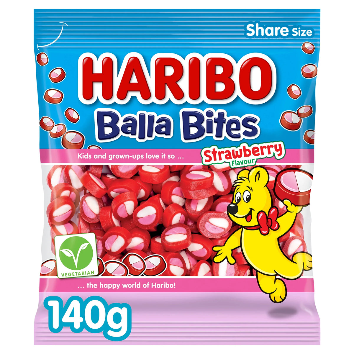 Balla Bites Strawberry Flavour 140g by HARIBO at The British Vault