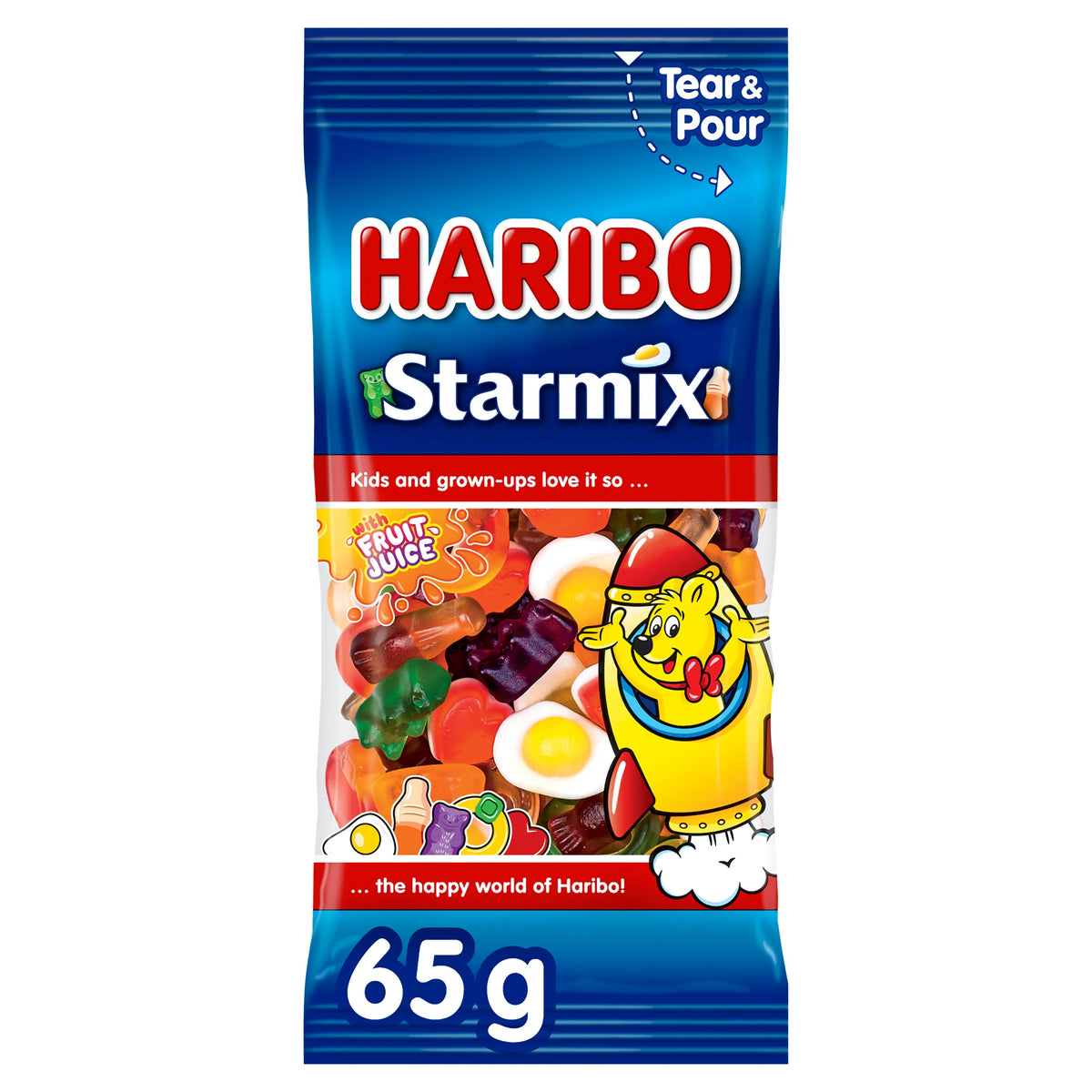 Starmix Fruit Flavour Gums 65g by HARIBO at The British Vault