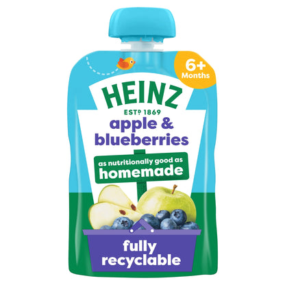 Apple & Blueberry Puree Baby Food Pouch by HEINZ