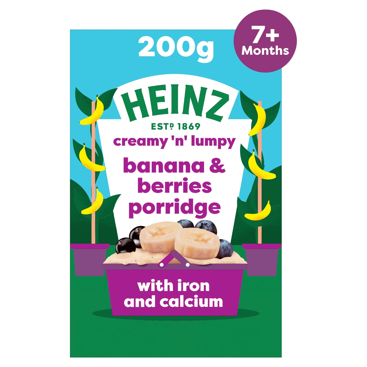 Banana & Berries Porridge Baby Food 7m+ by HEINZ