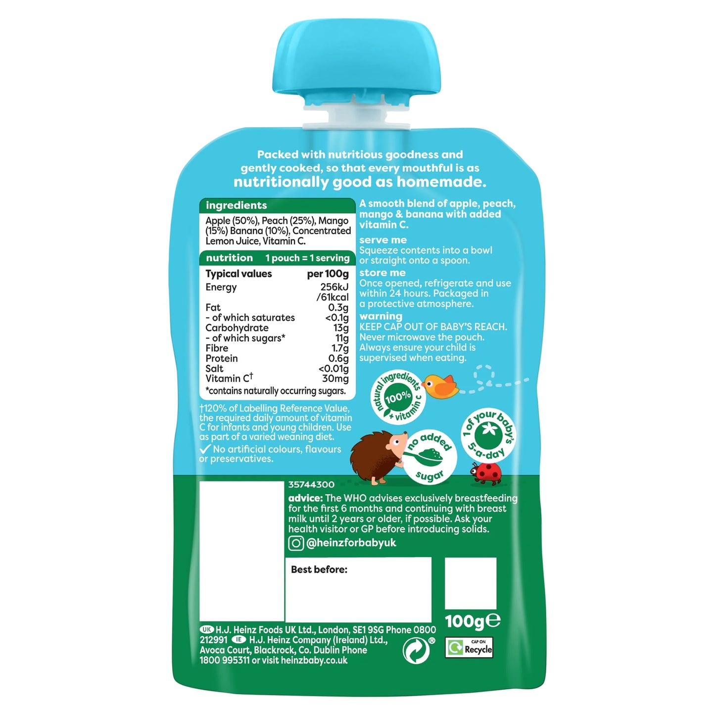 Peach, Mango, Banana & Apple Baby Food by HEINZ