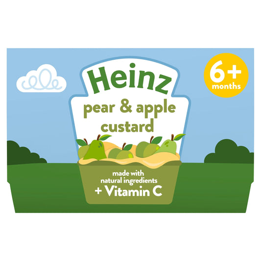 Pear & Apple Custard Baby Food 4 X 100g by HEINZ
