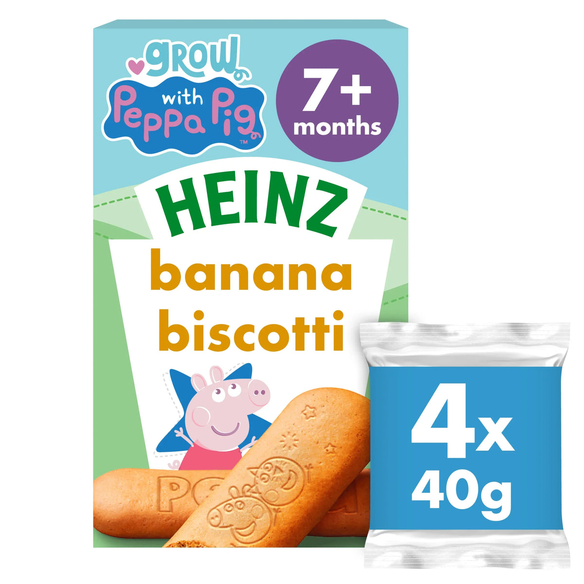 Peppa Pig Banana Biscotti 4 X 40g by HEINZ at The British Vault