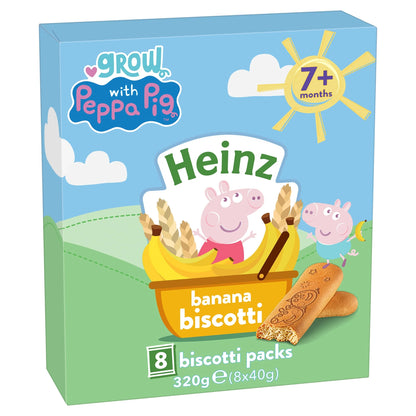 Peppa Pig Banana Biscotti Baby Food Snack 7m+ 8x40g by HEINZ