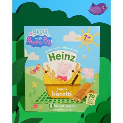 Peppa Pig Banana Biscotti Baby Food Snack 7m+ 8x40g by HEINZ