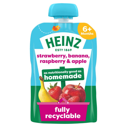 Strawberry, Raspberry & Banana Baby Food Fruit Puree Pouch by HEINZ
