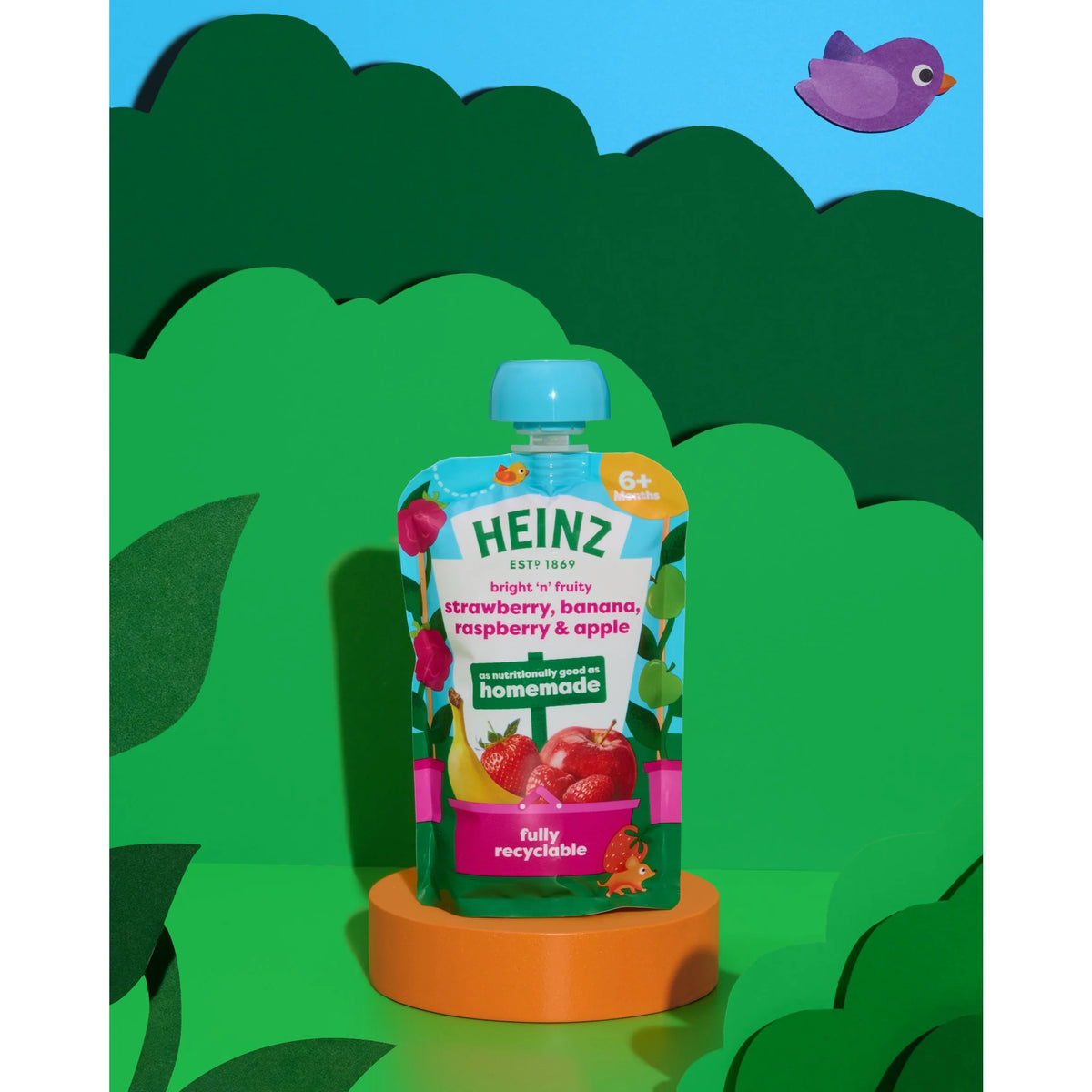 Strawberry, Raspberry & Banana Baby Food Fruit Puree Pouch by HEINZ