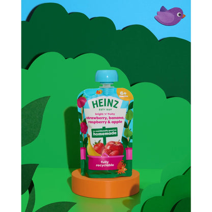 Strawberry, Raspberry & Banana Baby Food Fruit Puree Pouch by HEINZ