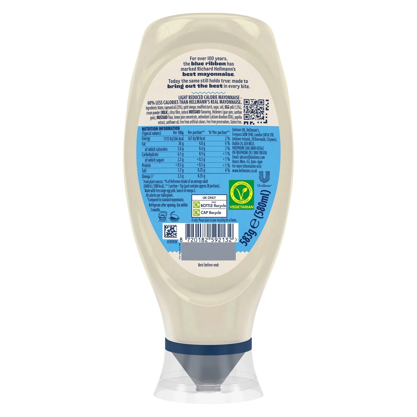 Light Mayonnaise Squeezy 580ml by HELLMANN'S