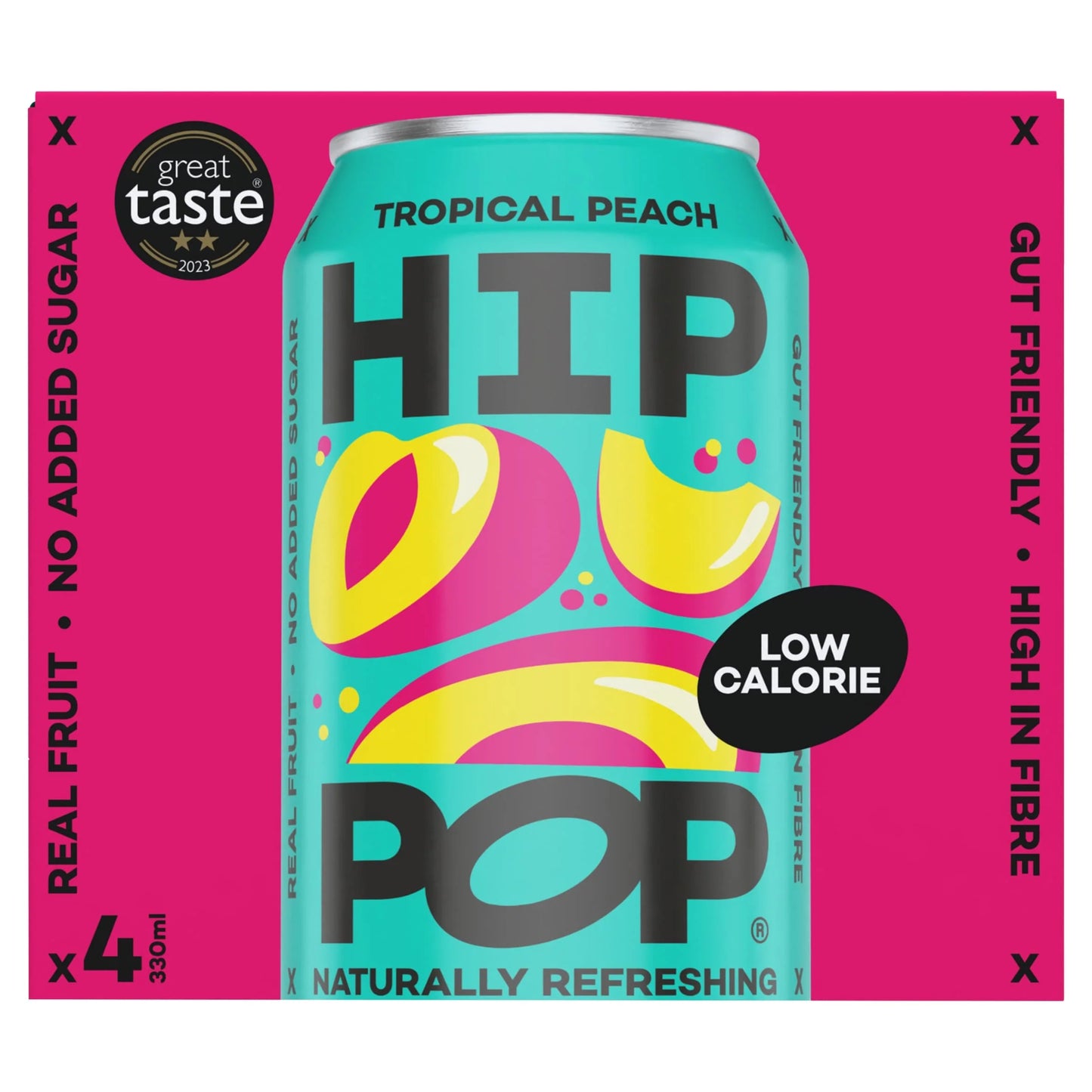 Tropical Peach Fizzy Drink 4x330ml by HIP POP