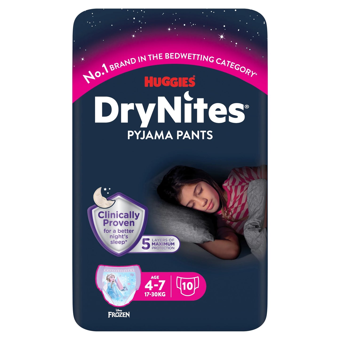 Drynites Bedwetting Pyjama Nappy Pants Girls 4-7yr X10 by HUGGIES