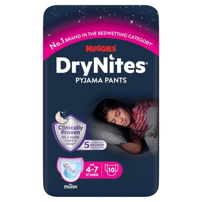 Drynites Bedwetting Pyjama Nappy Pants Girls 4-7yr X10 by HUGGIES