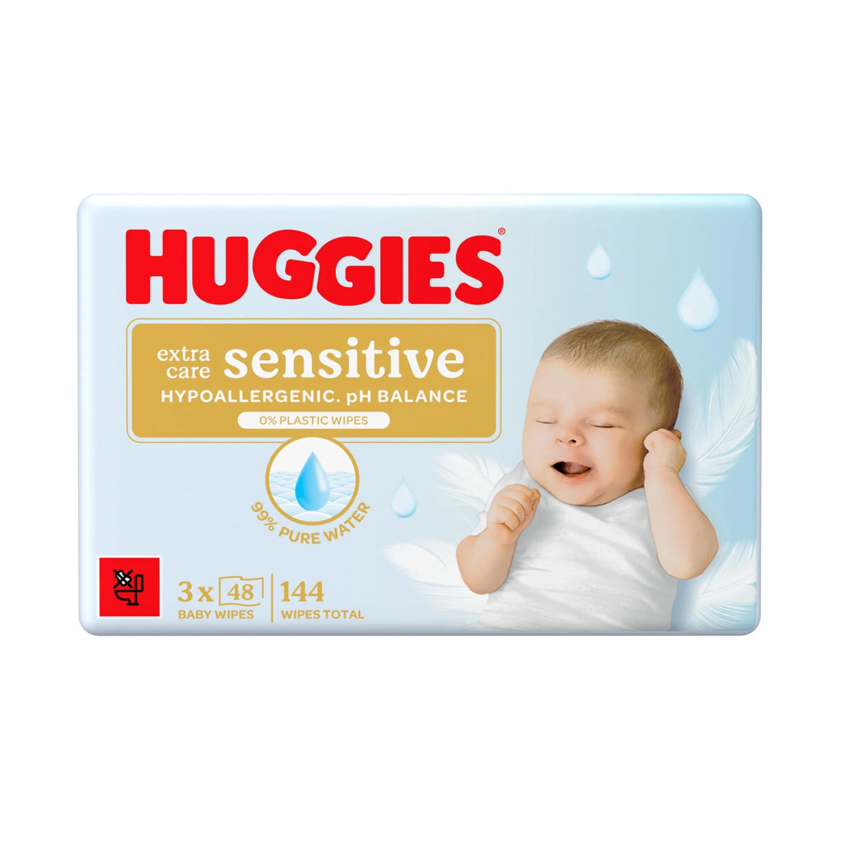 Extra Care Sensitive Baby Wipes 3 X 48 by HUGGIES