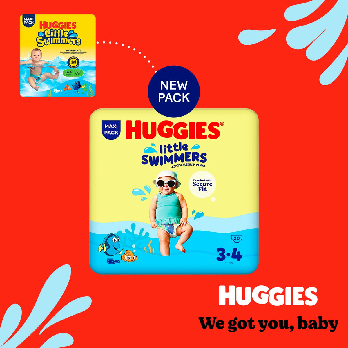 Little Swimmers Swim Pants Size 3-4 by HUGGIES