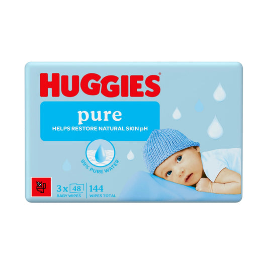 Pure 0% Plastic Baby Wipes 3x48 144 by HUGGIES