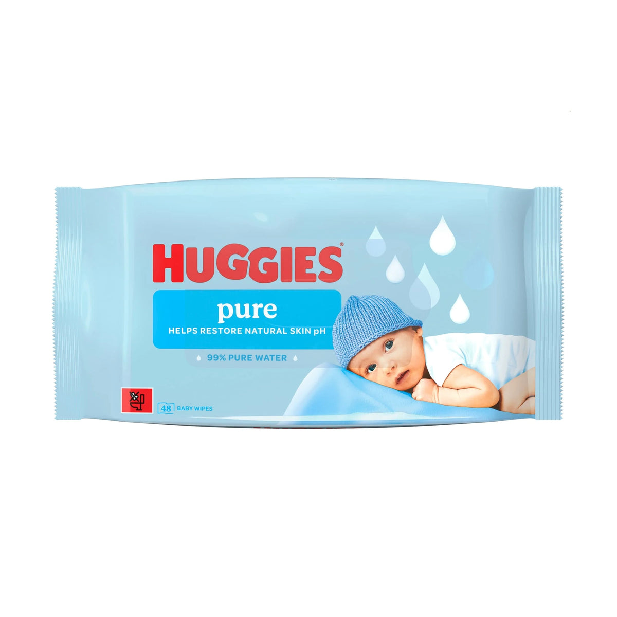 Pure 0% Plastic Baby Wipes 48 Wipes by HUGGIES