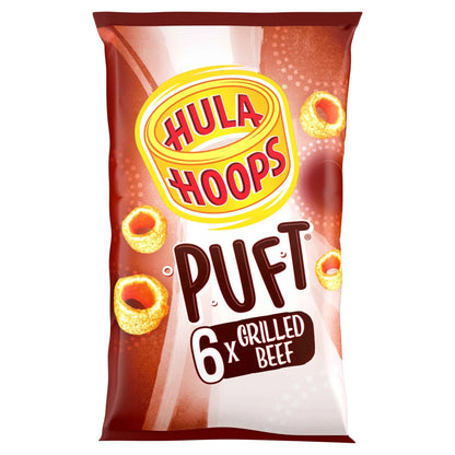 Puft Grilled Beef Multipack Crisps 6x15g by HULA HOOPS