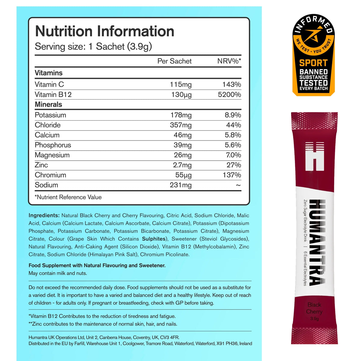 Black Cherry Zero Sugar Electrolyte by HUMANTRA