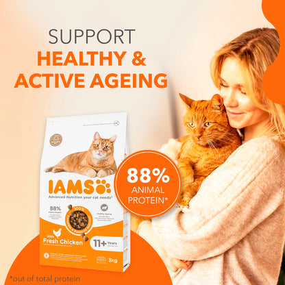 Senior 11+ Dry Cat Food Chicken 800g by IAMS at The British Vault