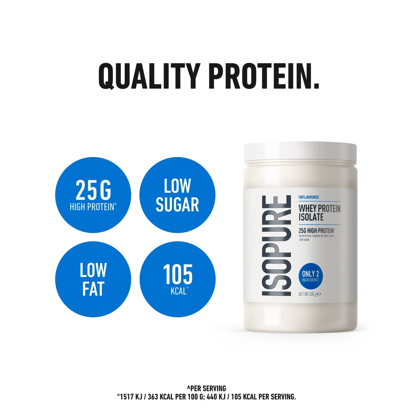 Whey Protein Isolate Unflavoured 435g by ISOPURE