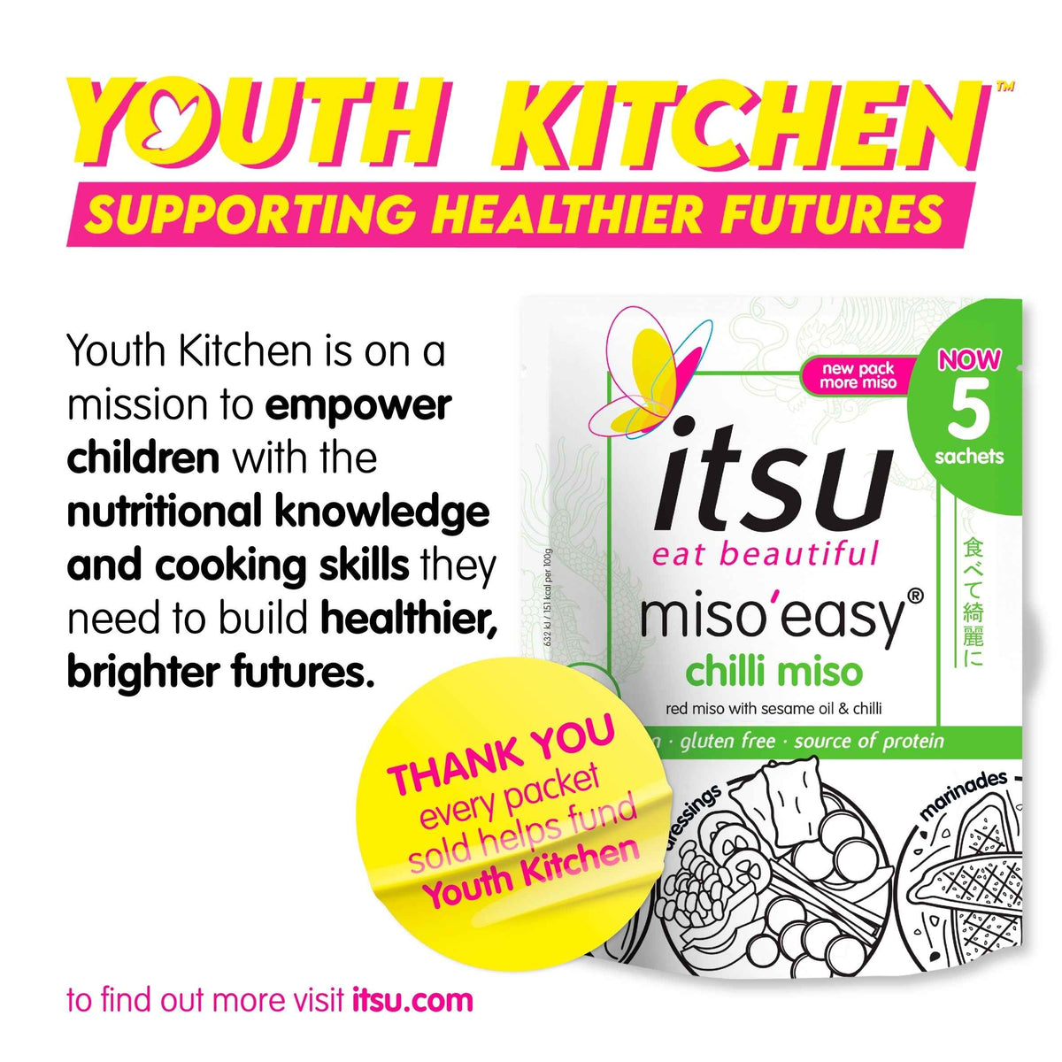 Chilli Miso Easy Soups 5 Sachets 100g by itsu