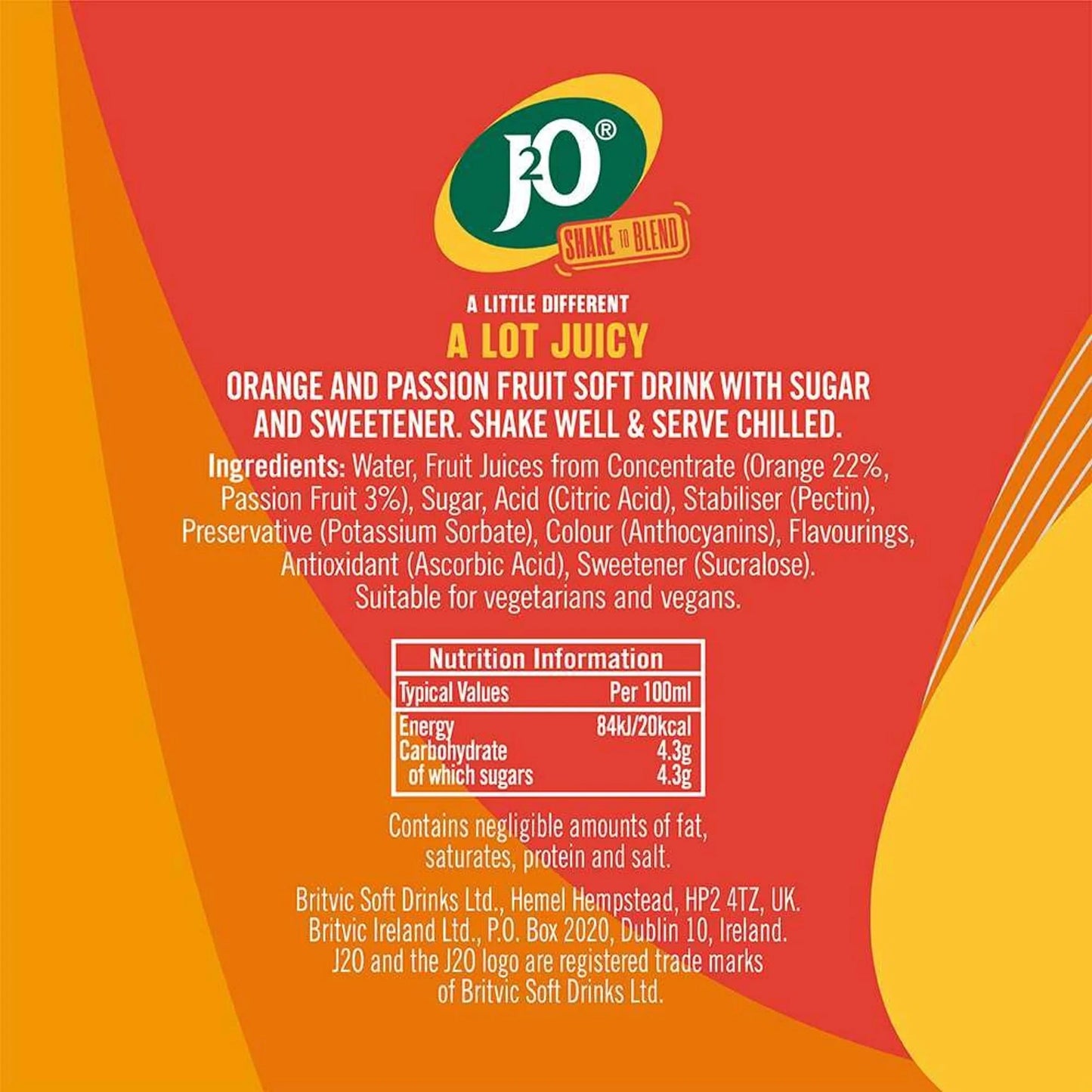 Orange & Passion Fruit 10x275ml by J2O