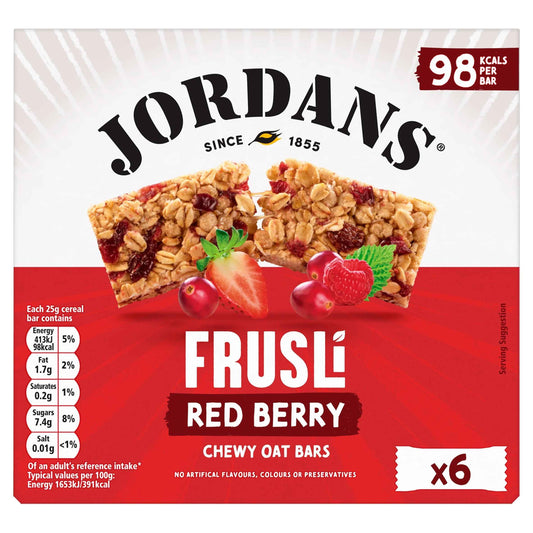 Frusli Red Berry Cereal Bars 6 X 25g by JORDANS