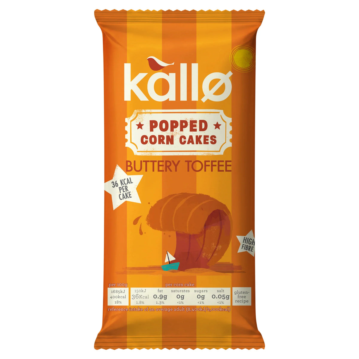 Butter Toffee Popped Corn Cakes 125g by kallo
