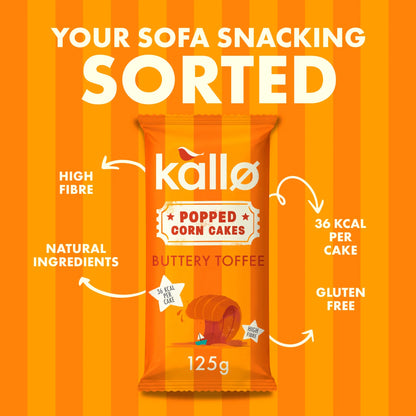 Butter Toffee Popped Corn Cakes 125g by kallo