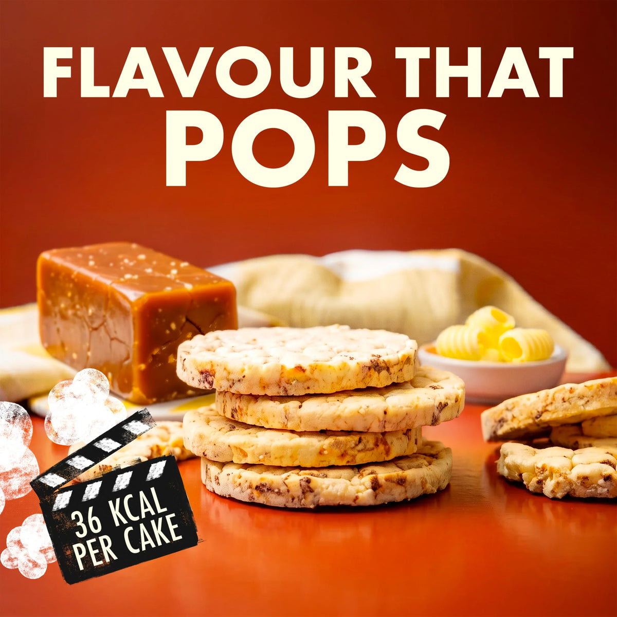 Butter Toffee Popped Corn Cakes 125g by kallo