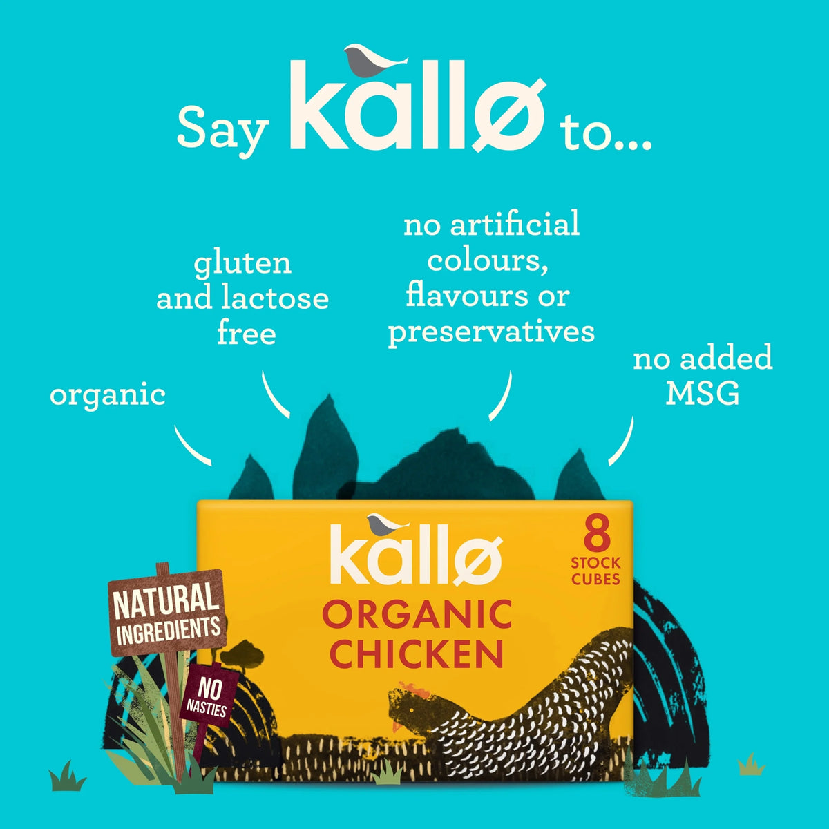 Organic Chicken Stock Cubes 8pk 88g by kallo
