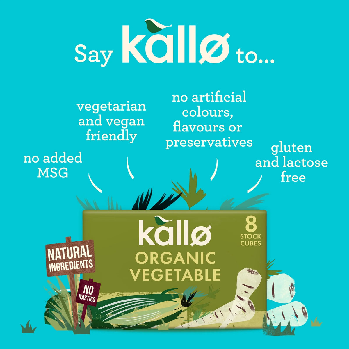 Organic Vegetable Stock Cubes 8 Pack 88g by kallo