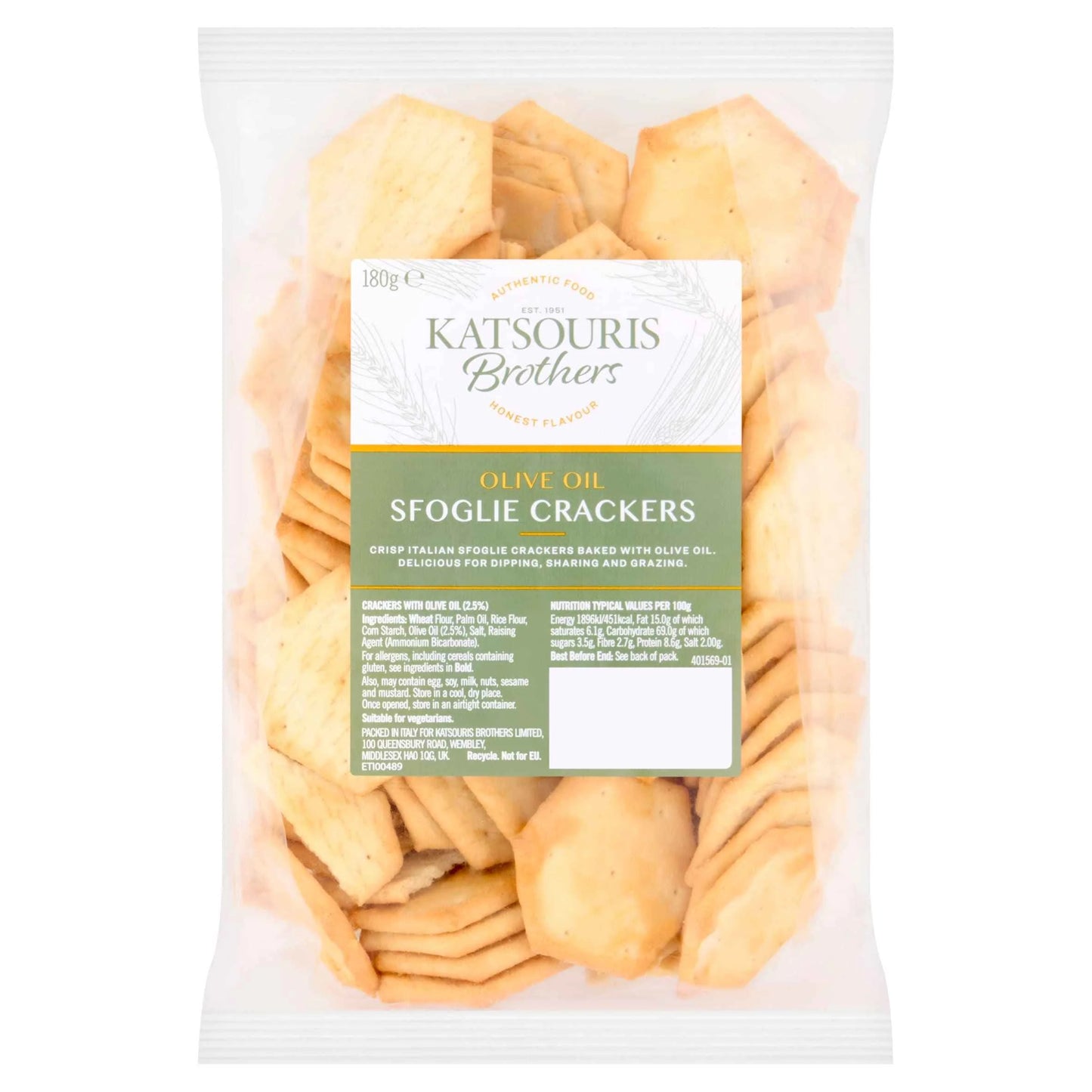 Olive Oil Sfoglie Crackers by KATSOURIS Brothers