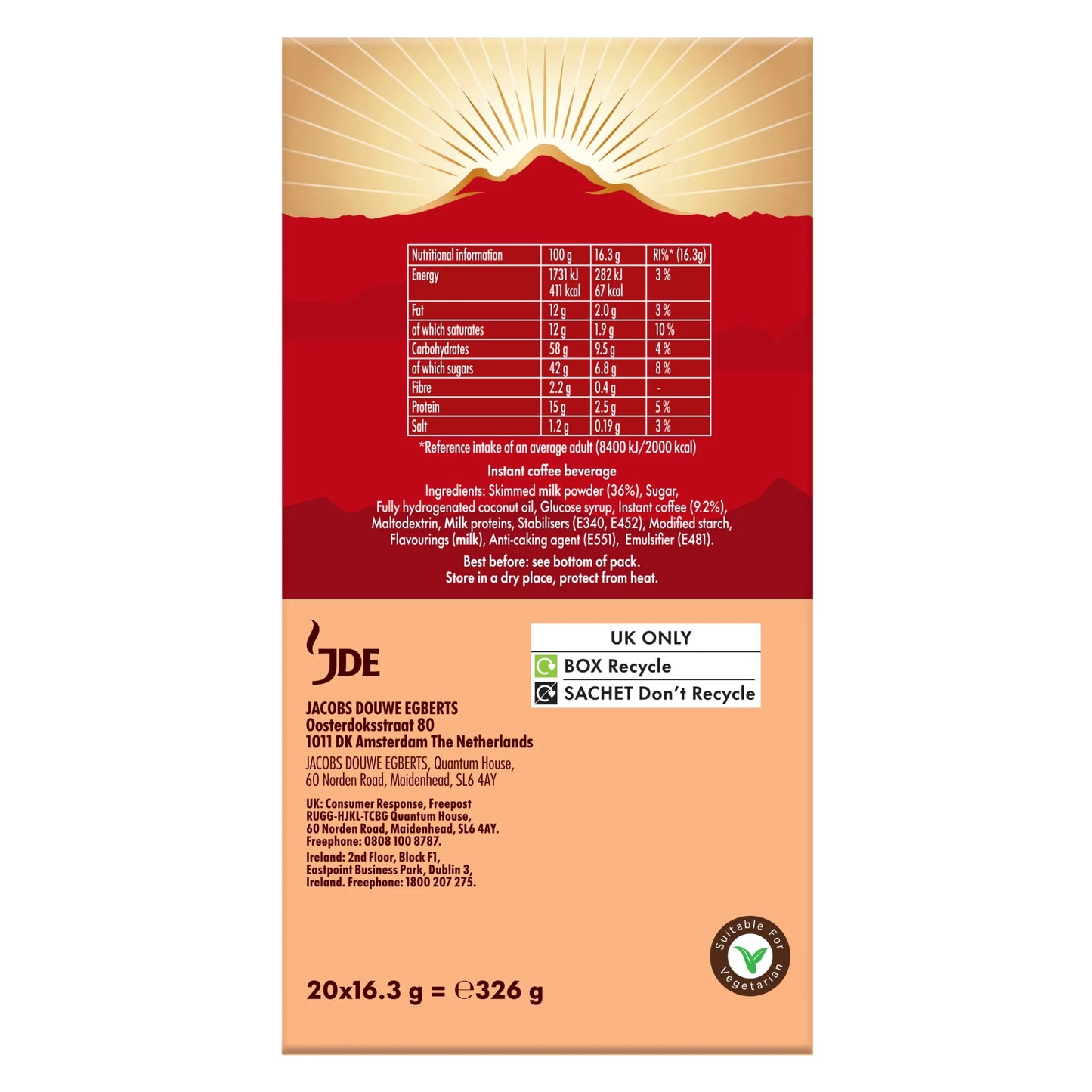 Classic Latte 20 Sachets 326g by KENCO